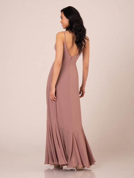 Sorella vita chiffon bridesmaid dress back strap detail.