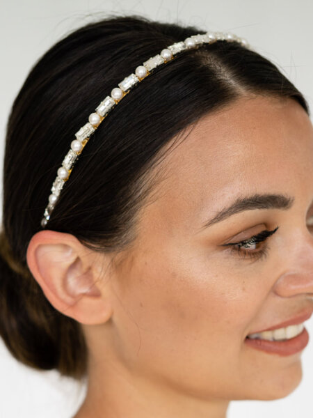 Pearl and crystal wedding headband.