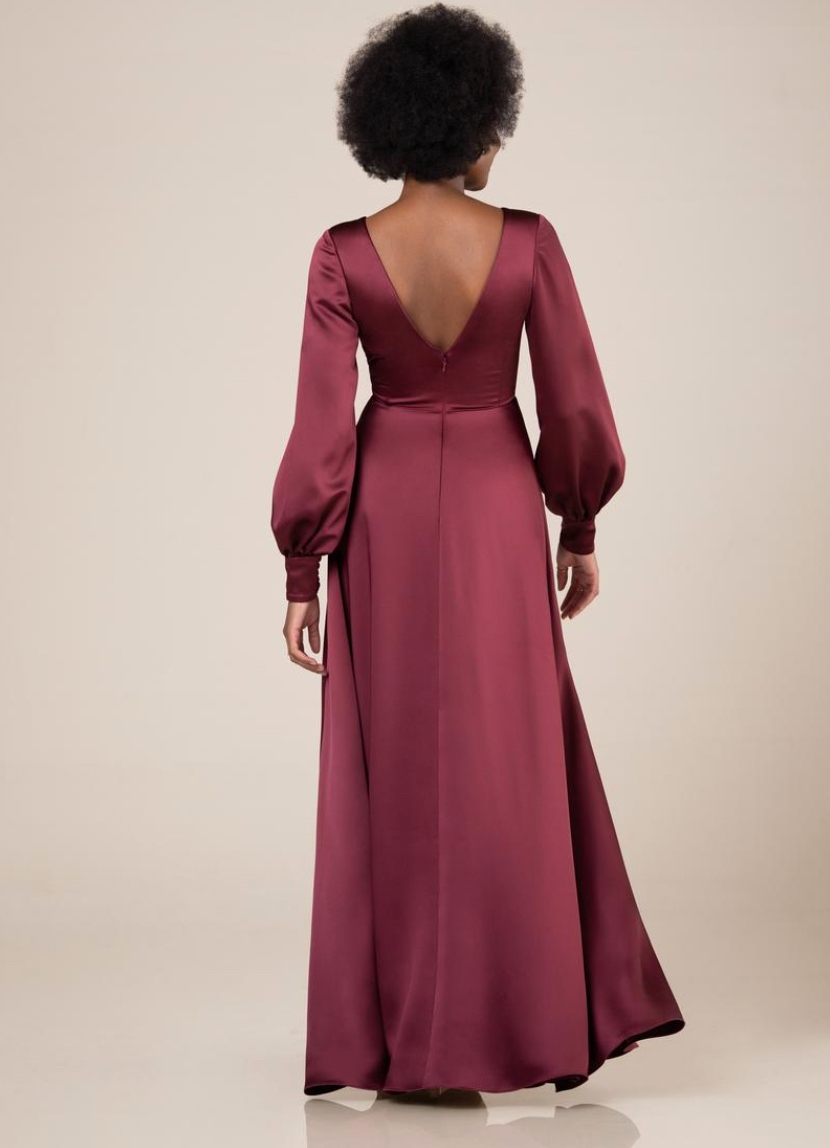 Sale sorella vita bridesmaids dress 9680 burgundy back view.