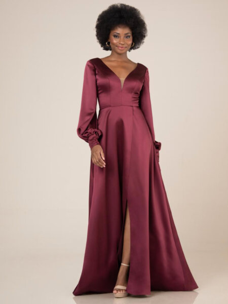 Sale sorella vita bridesmaids dress 9680 burgandy front view.