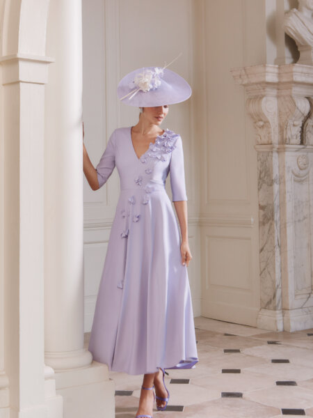 John-Charles-29320-mother-of-the-bride-dress-pastel-lilac-V-neck-A-line-sleeves-occasion-wear-Huddersfield-Wakelfield-Yorkshire-Bridal-Boutique-front