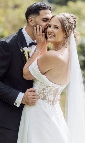 Real-Limelight-Bride-Lauren-Huddersfield Bride wearing designer wedding dress near Huddersfield.